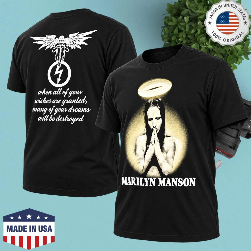 Marilyn Manson Antichrist Superstar 30th Anniversary Fallen Angel Halo Set List T-Shirt