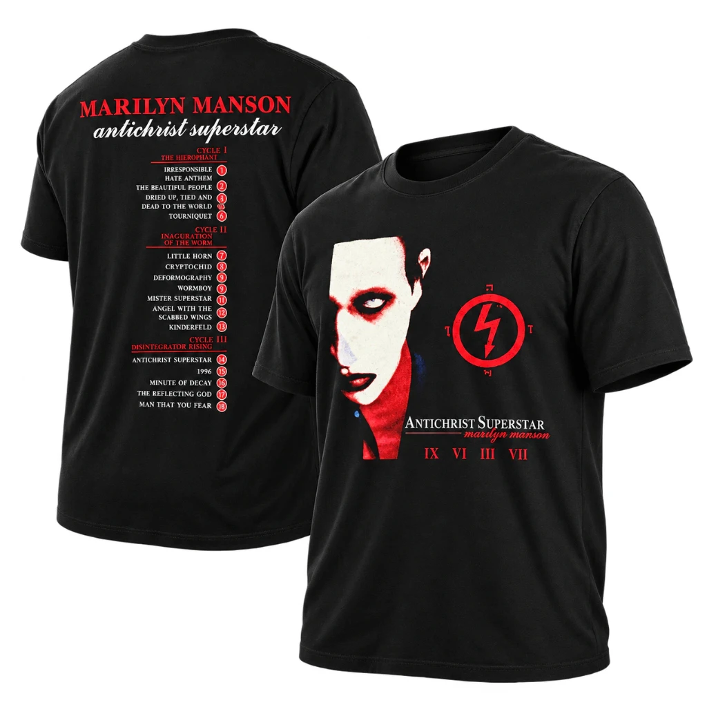 Marilyn Manson Antichrist Superstar 30th Anniversary 2026 US Tour Set List T-Shirt