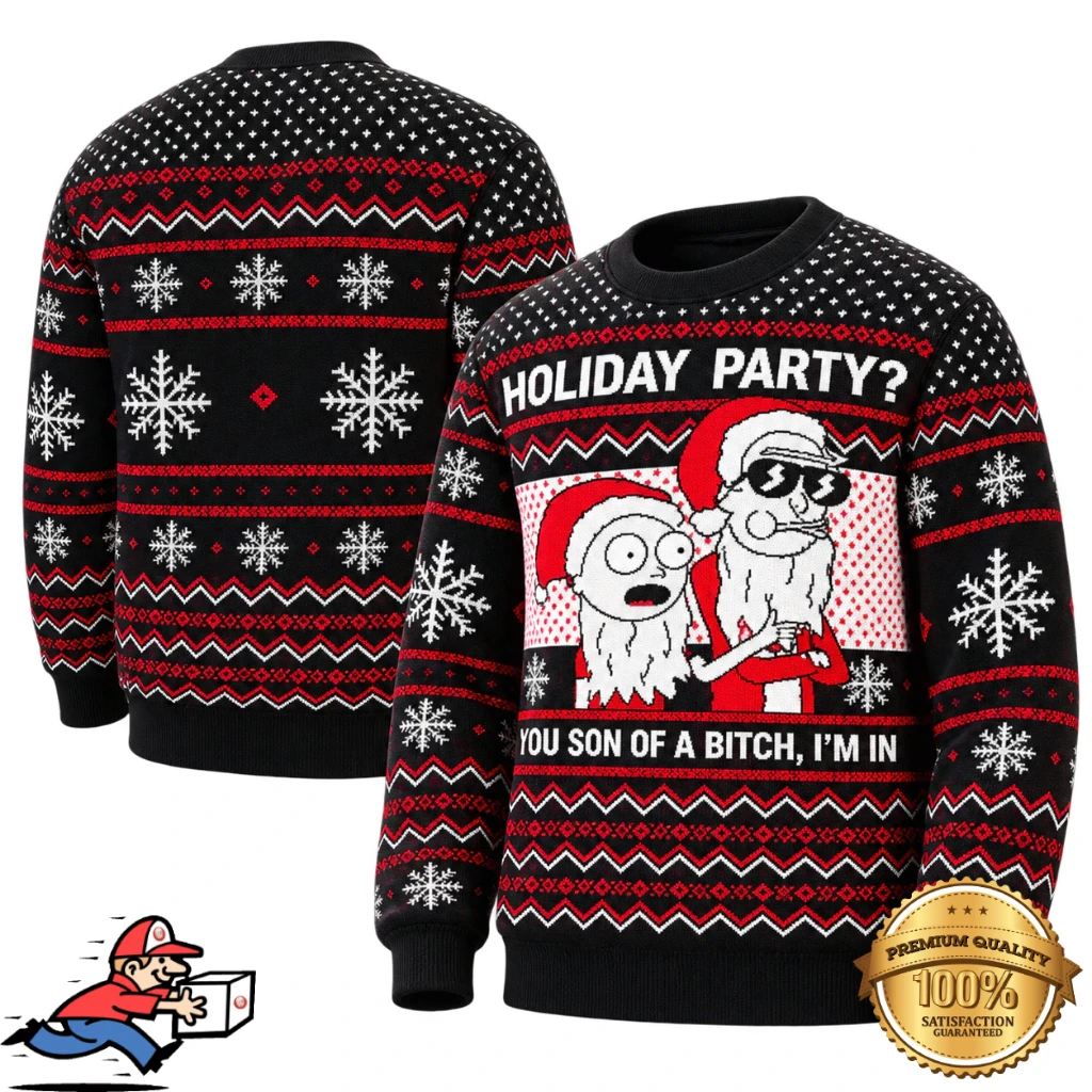 Rick And Morty Holiday Party Son Of A B Ugly Christmas Sweater Design
