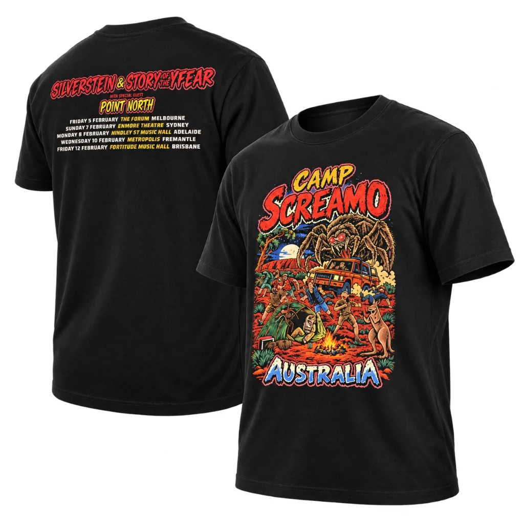 Silverstein And Story Of The Year Camp Screamo Australia Tour 2027 Dates Two Sided Unisex Tee